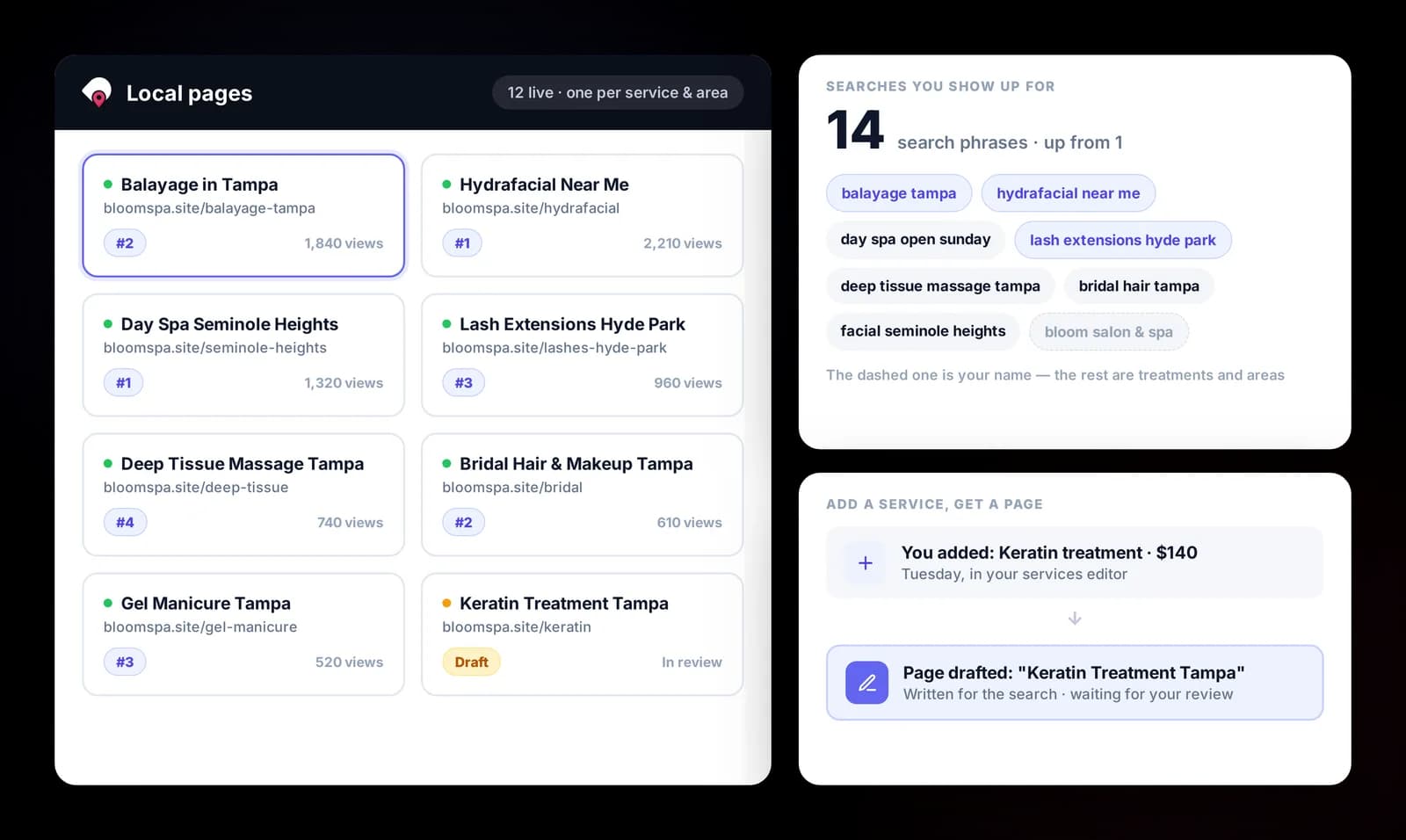 Local service pages built by Droves