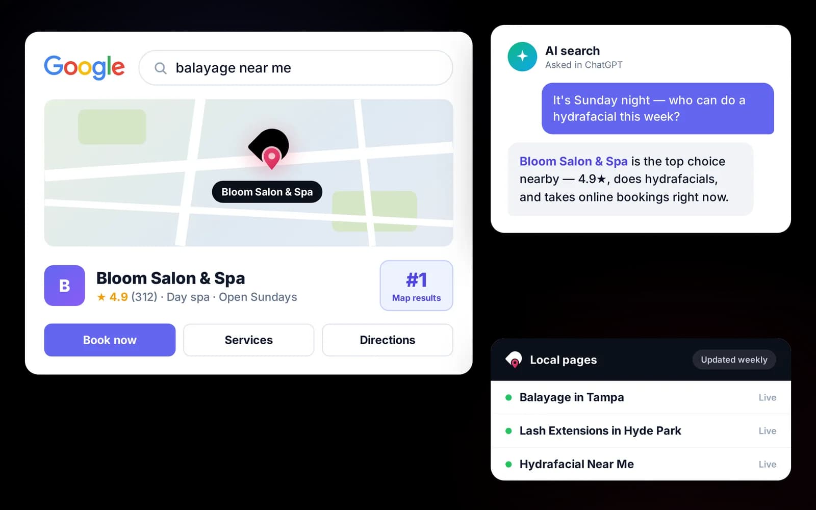 Droves search visibility for a spa